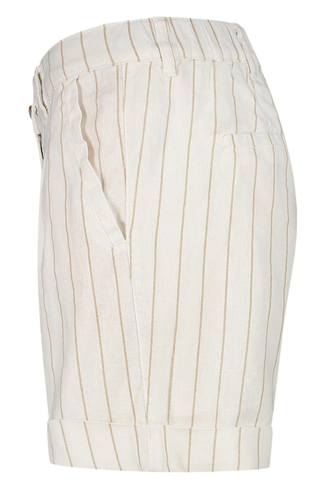 CLEO SHORT COTTON LINEN STRIPE SRB4574 DARK SAND